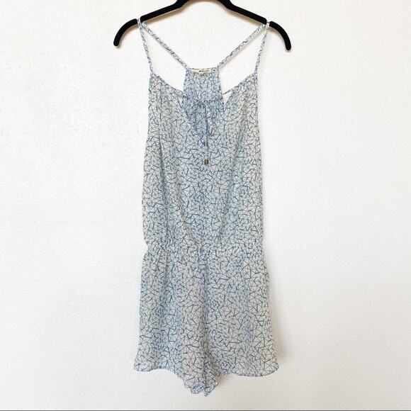 LA made Blue White Graphic Romper Size Small - Picture 1 of 9
